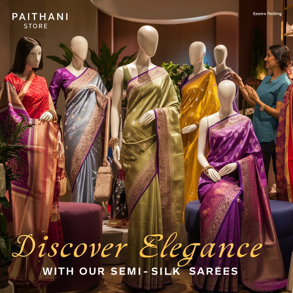 Discover Elegance with Our Semi-Silk Saree Collection - Shop Now! - Paithanistore