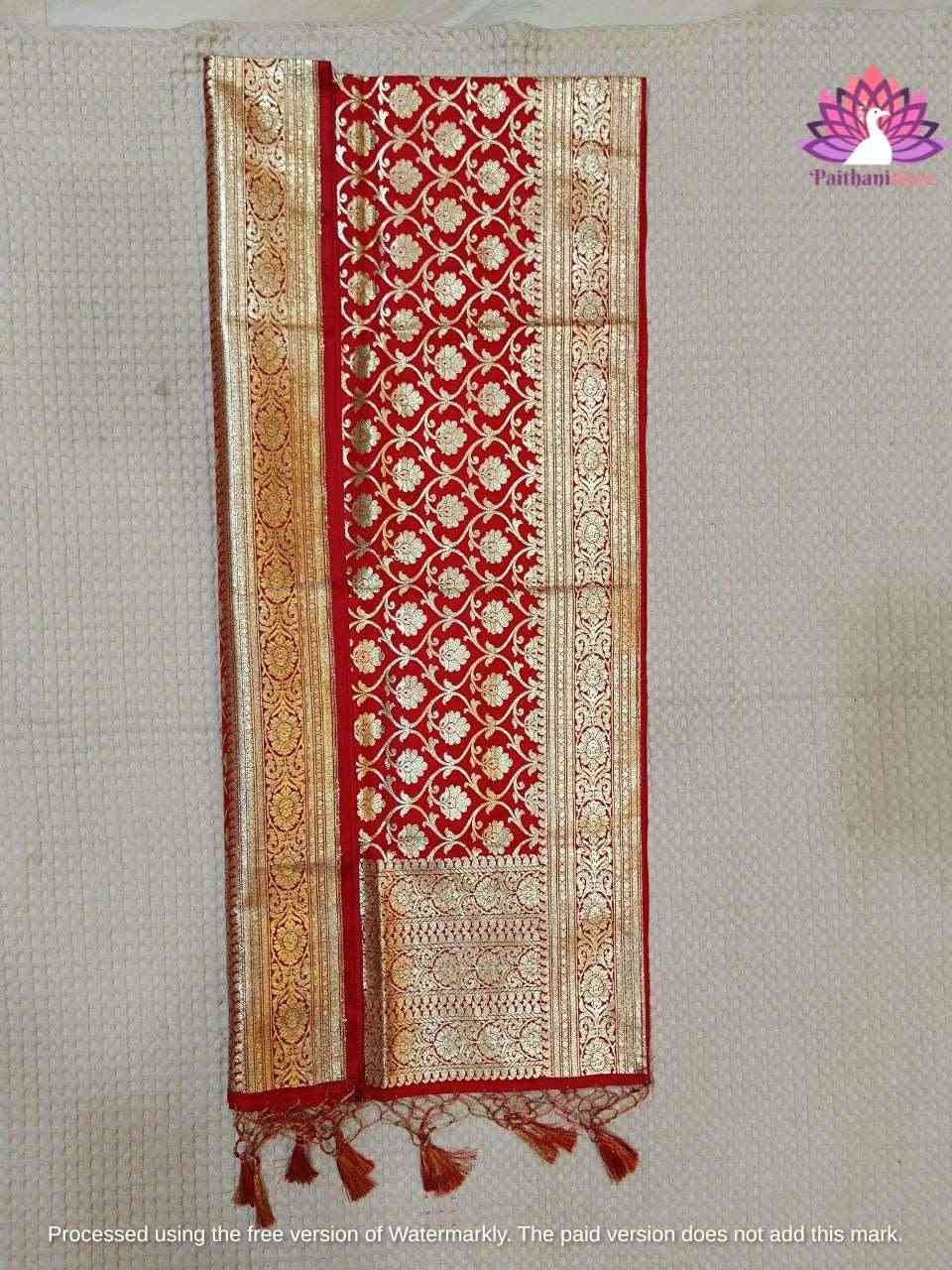 Stunning Red Bridal Designer Shela For Wedding - Paithanistore