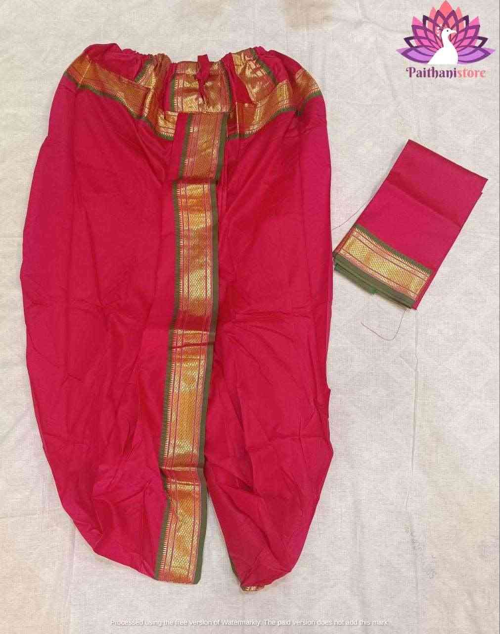 Ready to Wear Pink Wedding Dhoti For Men - Paithanistore
