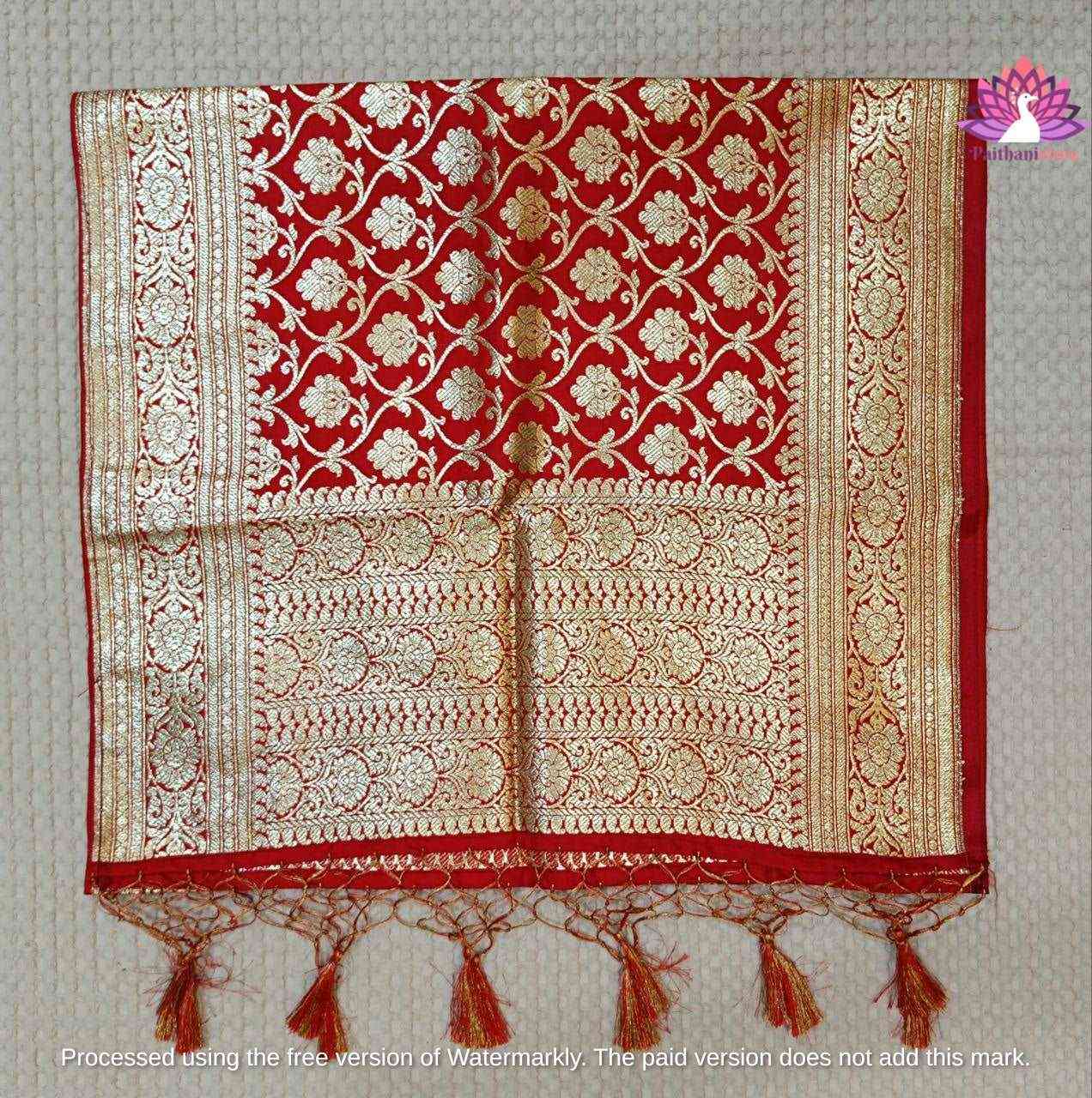 Stunning Red Bridal Designer Shela For Wedding - Paithanistore