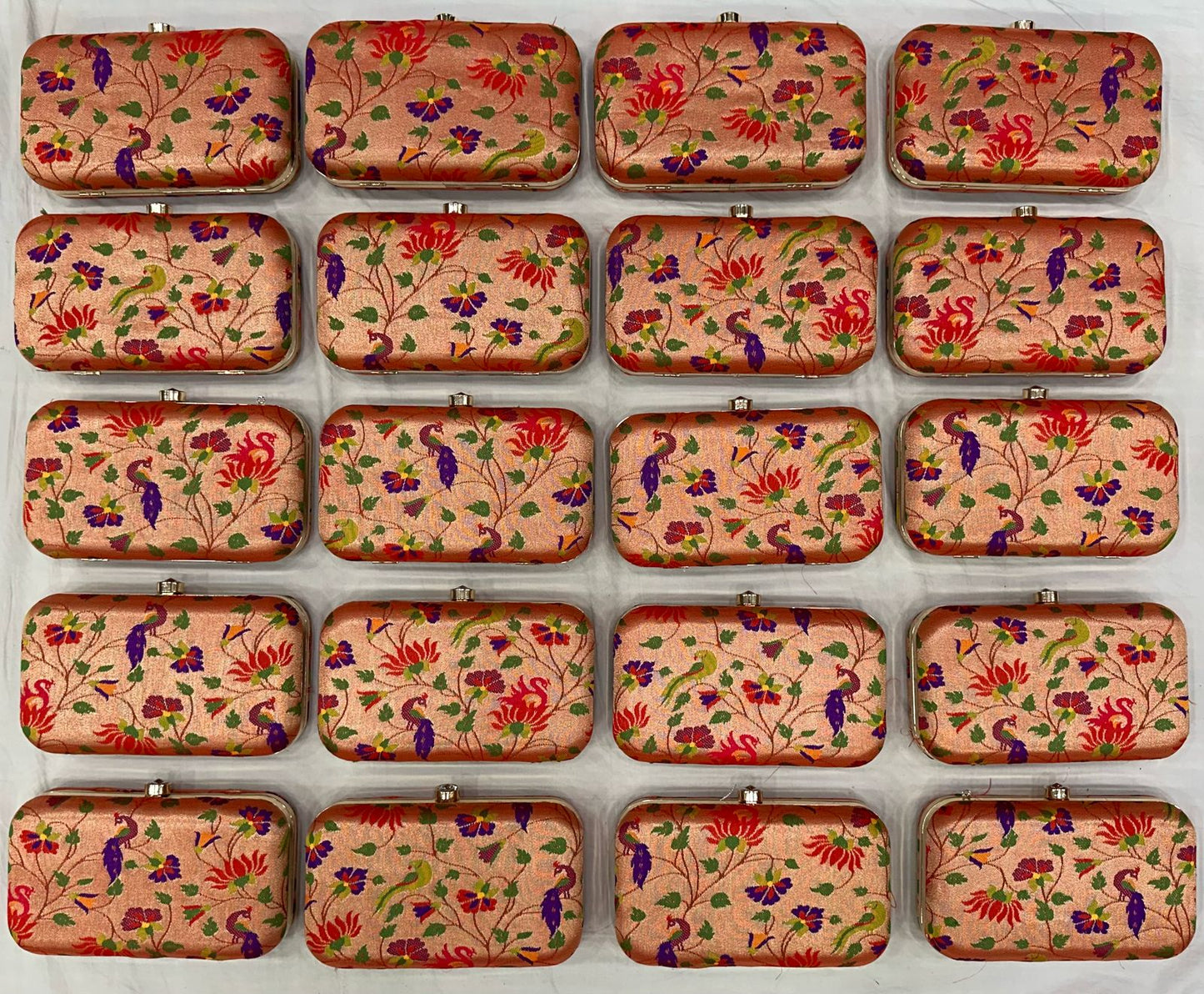 Allover Paithani Silk Clutch Purse with Golden Chain