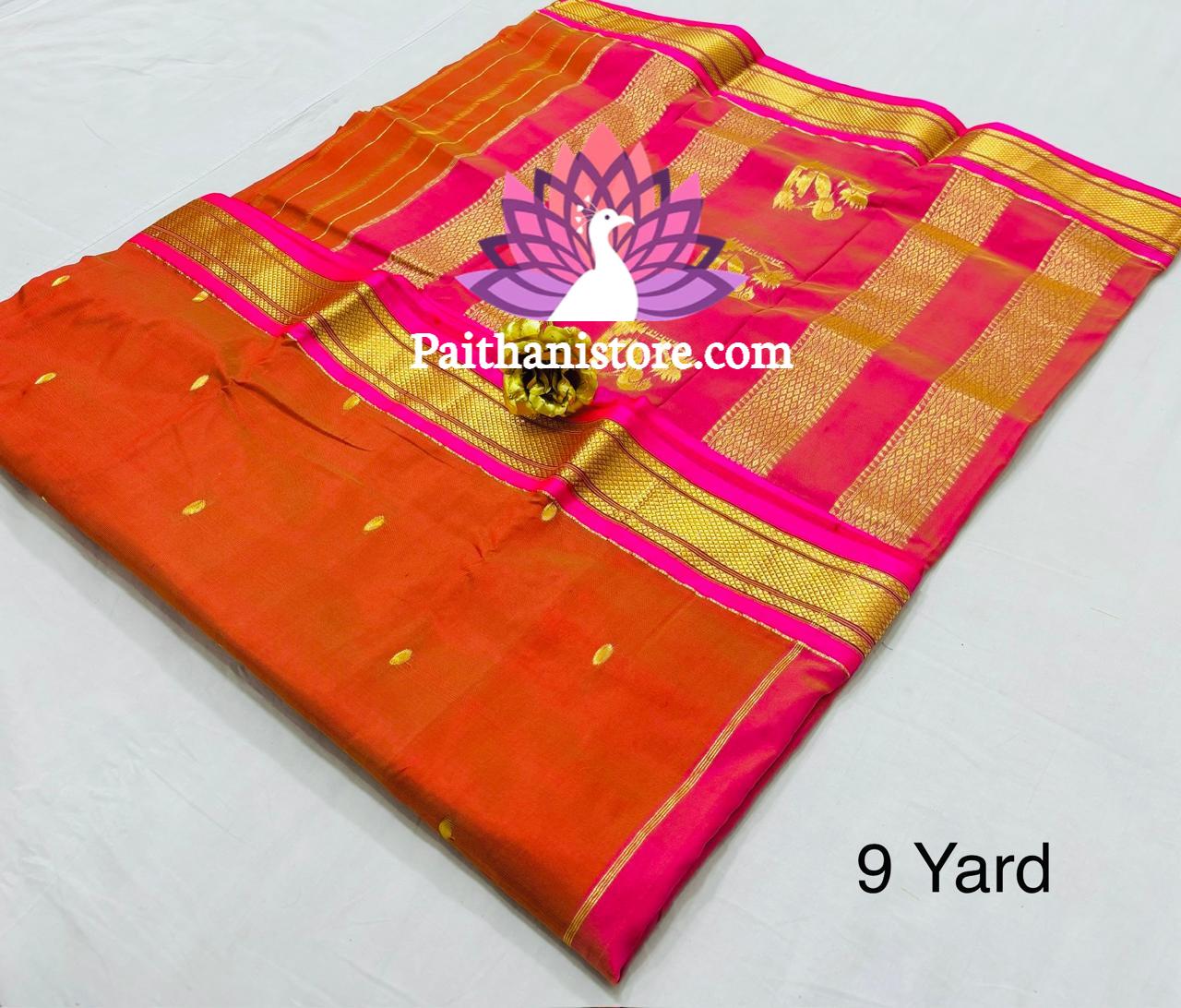 Beautiful Rajmata Nauvari Paithani Saree — Texture Close-up