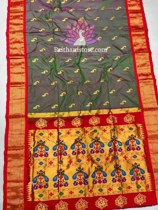 Pure Silk Kadiyal Paithani Saree with Golden Border