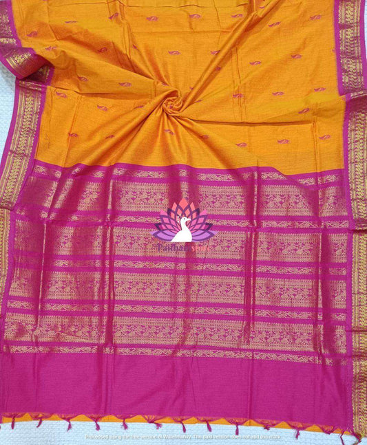 Orange Gadwal Paithani Saree