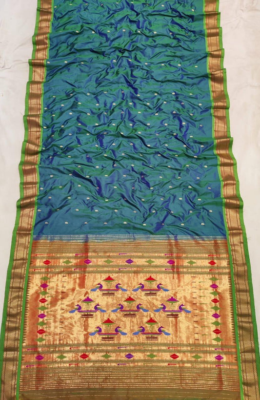Pure Silk Handloom Double Pallu Paithani Saree - Paithanistore
