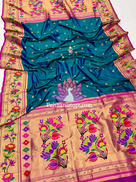 Paithani Dupatta in Banarsi Silk with Lotus Motif