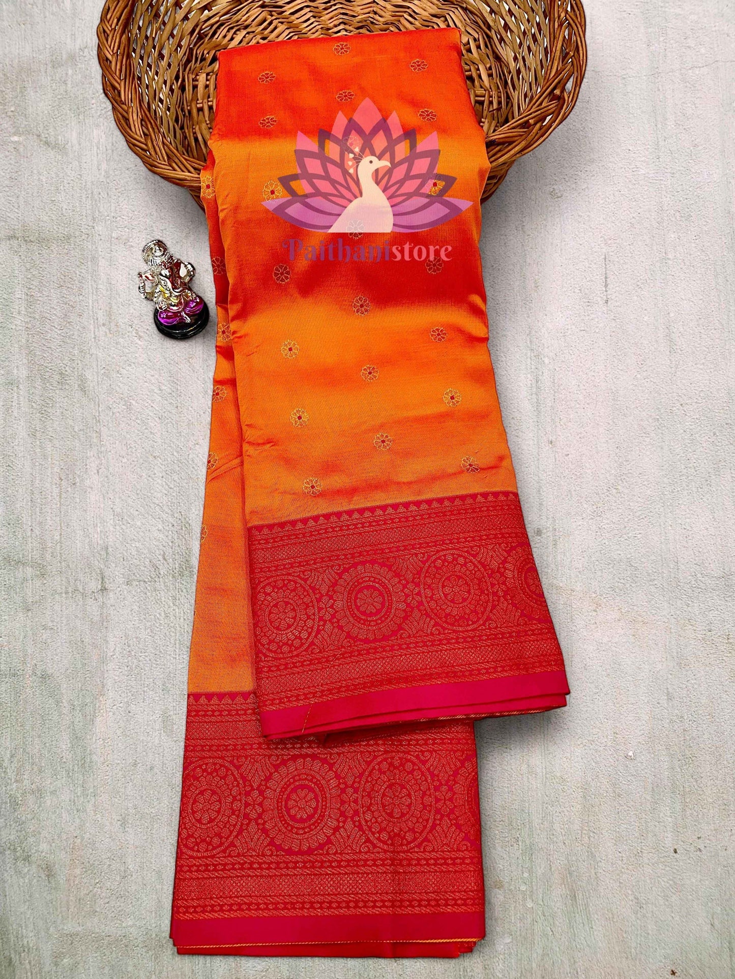 Elegant Kanjivaram Border Paithani Sarees With All Over Jari Butti