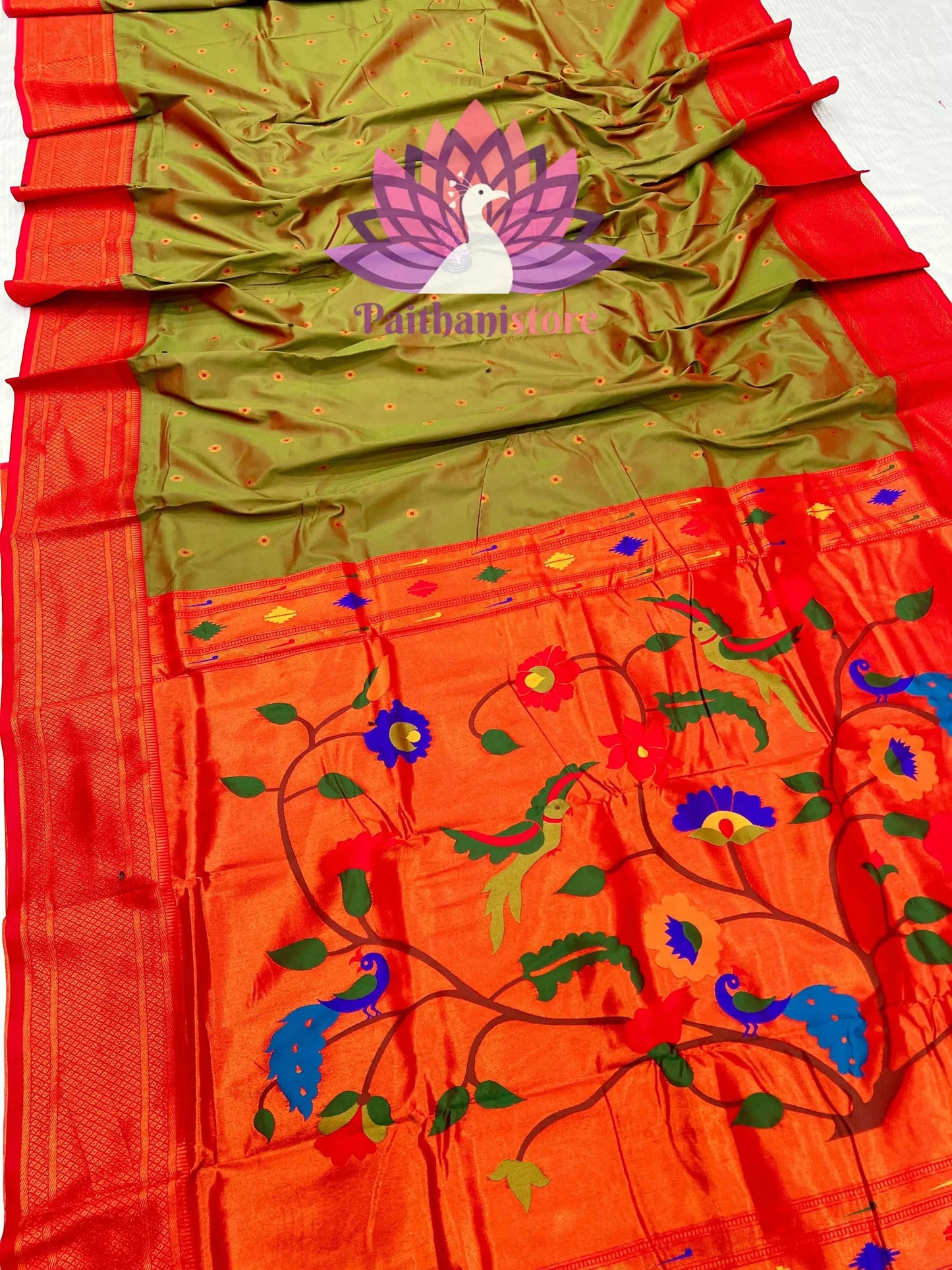 Luxurious Kadiyal Paithani Saree with Parrot Pallu and All-Over Meena Butti