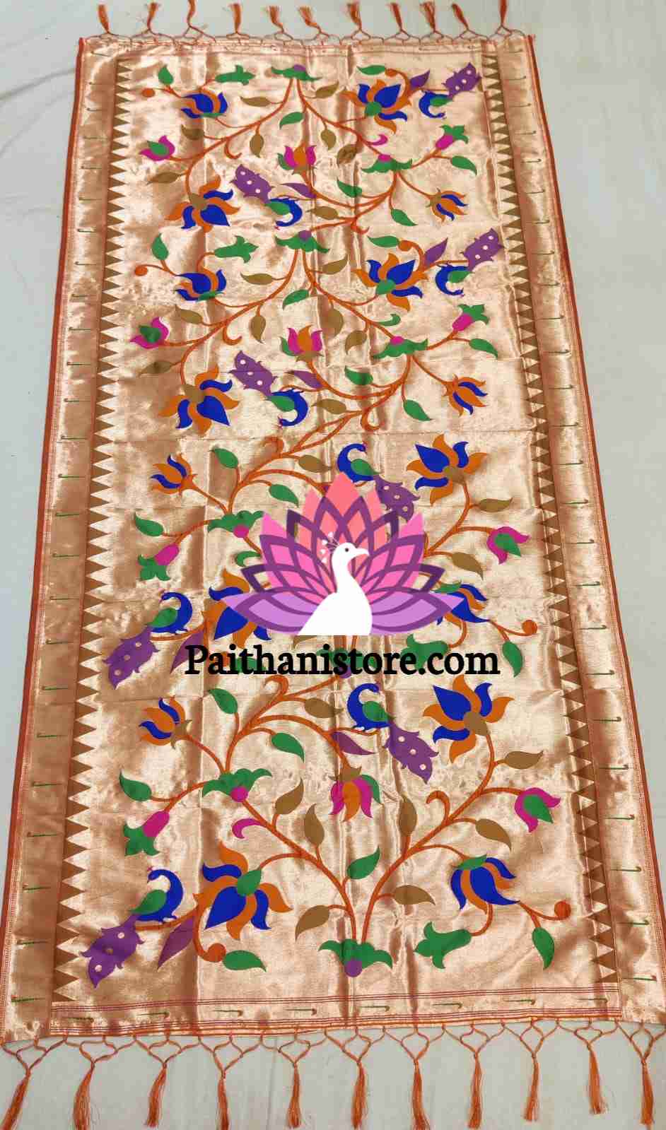 Handcrafted Muniya Border Dupatta - Paithanistore