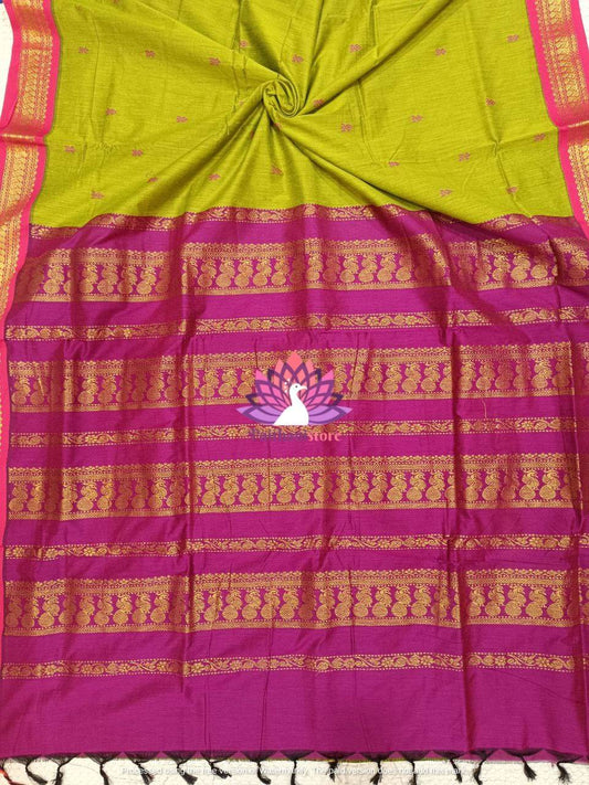 Mehendi Color Gadwal Paithani Saree