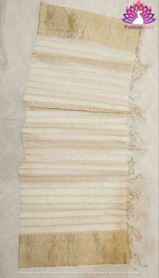 Off-White Paithani Shela for 9 Yard Saree - Paithanistore