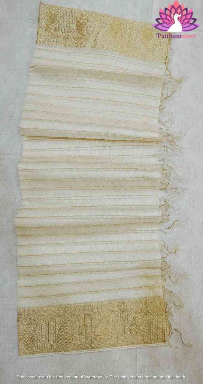 Off-White Paithani Shela for 9 Yard Saree - Paithanistore