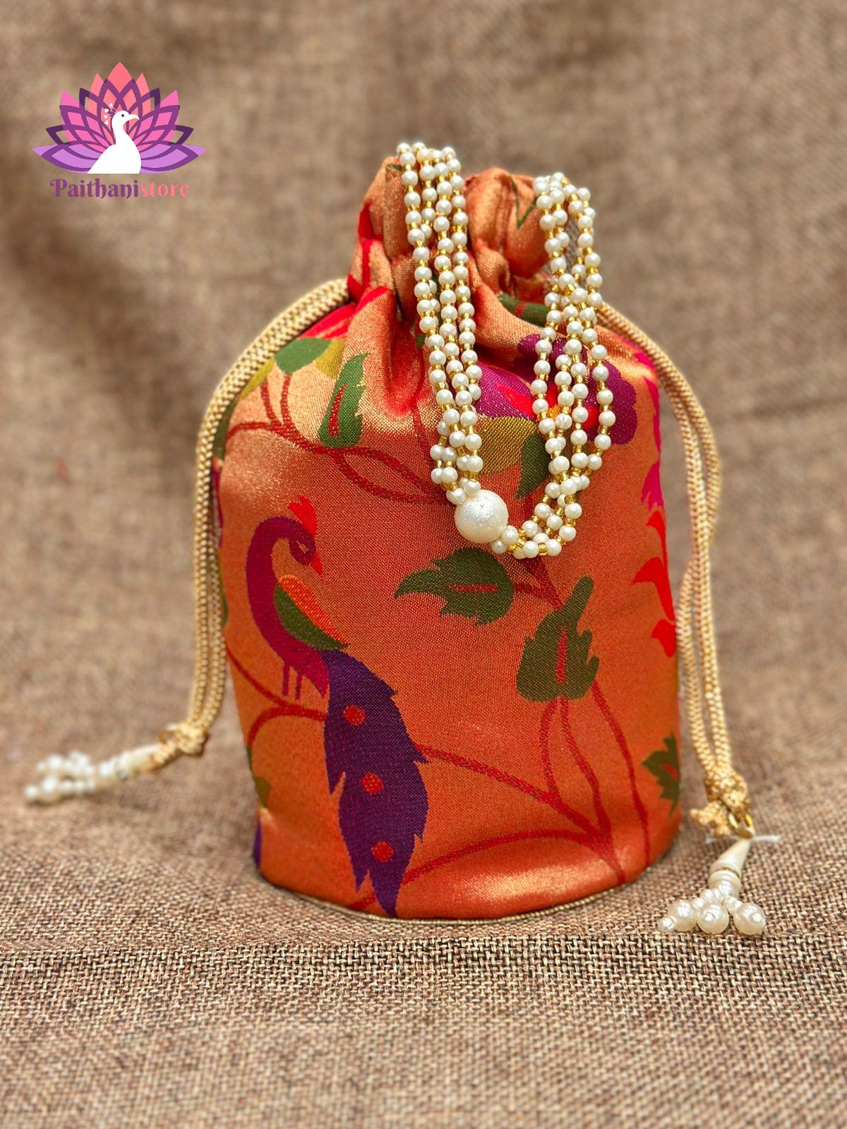 Paithani Potli Bag - Elegant Traditional Handcrafted Design