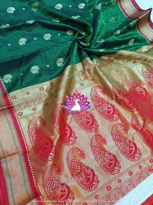 Shop Green Semi Silk Paithani Saree