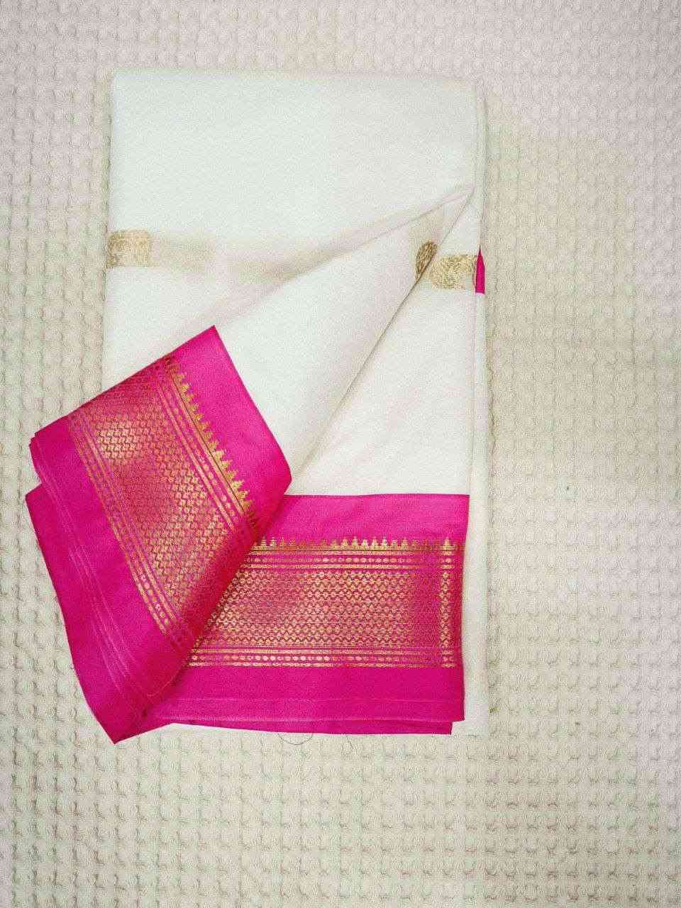 White Sico Silk Saree