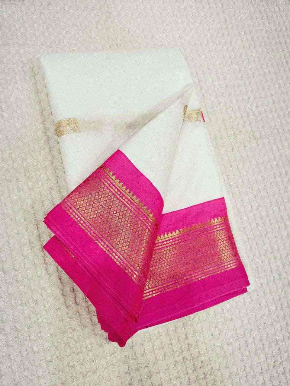White Sico Silk Saree