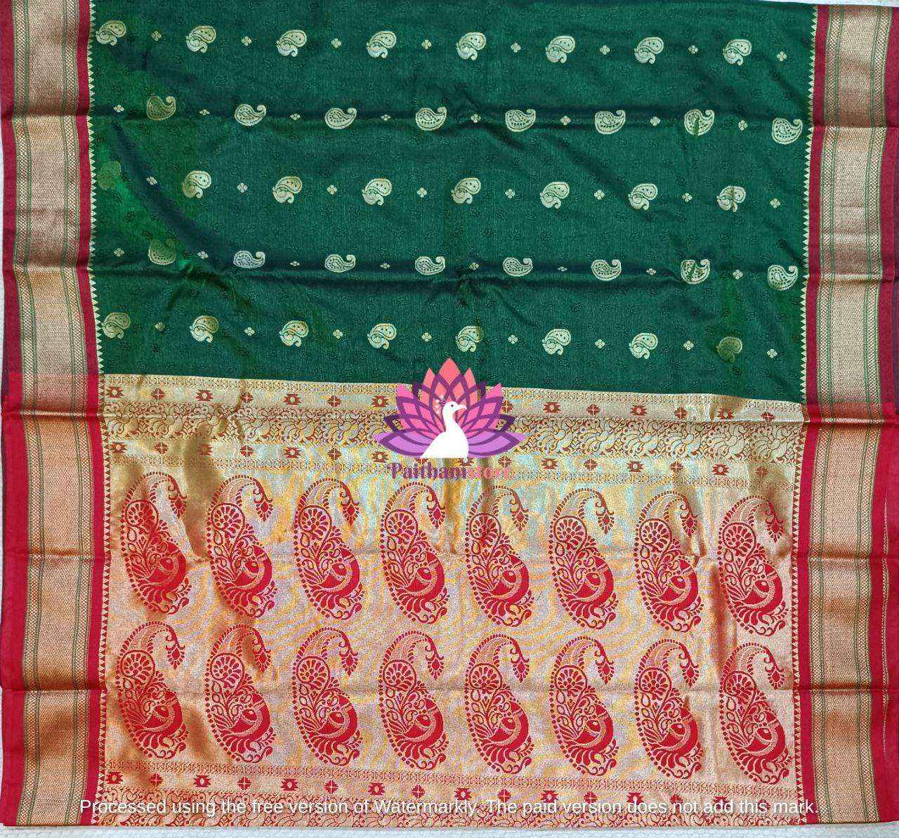 Shop Green Semi Silk Paithani Saree