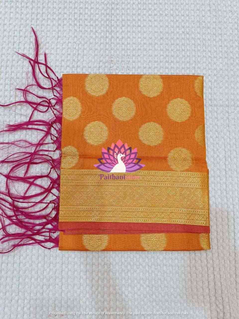 Soft Silk Orange Shela | सिल्क शेला - Paithanistore