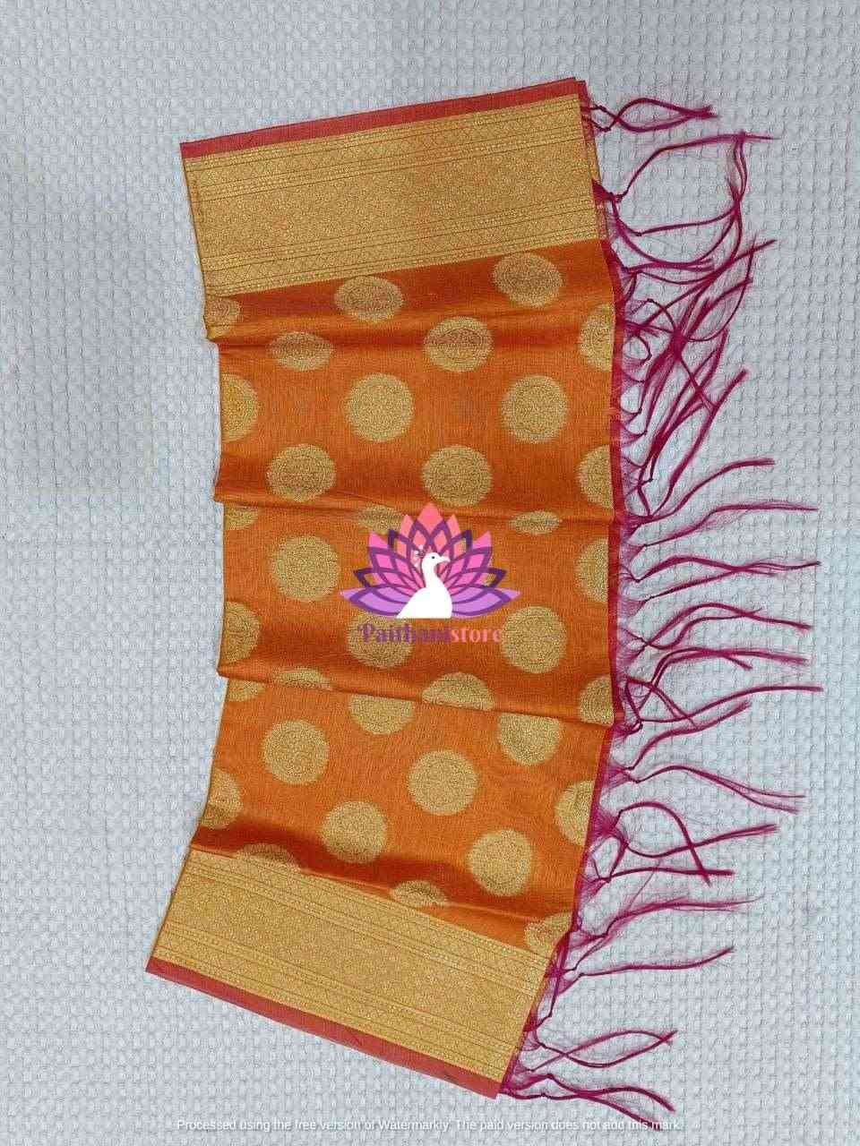 Soft Silk Orange Shela | सिल्क शेला - Paithanistore