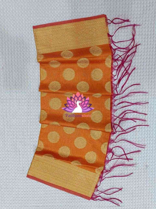 Soft Silk Orange Shela | सिल्क शेला - Paithanistore