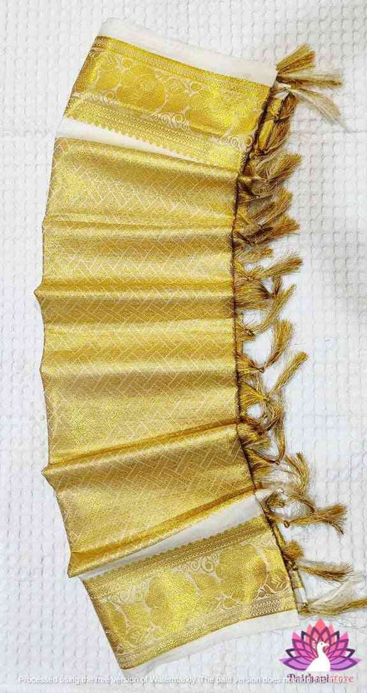 Wedding Off-White Shela For Bride And Groom - Paithanistore