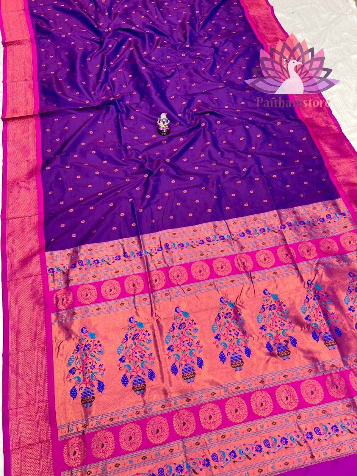 All Over Meena Butti Semi Silk Paithani Saree