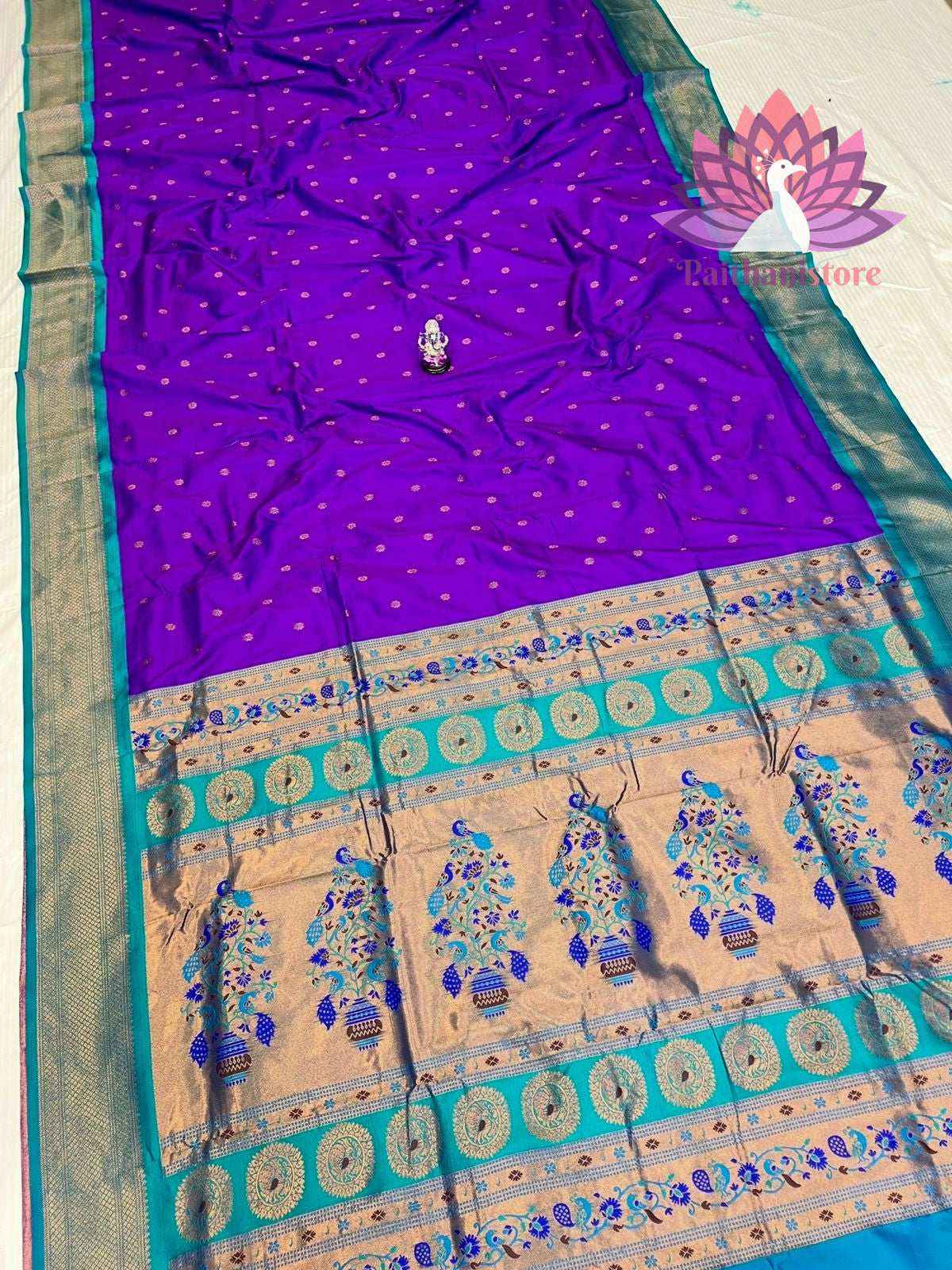All Over Meena Butti Semi Silk Paithani Saree