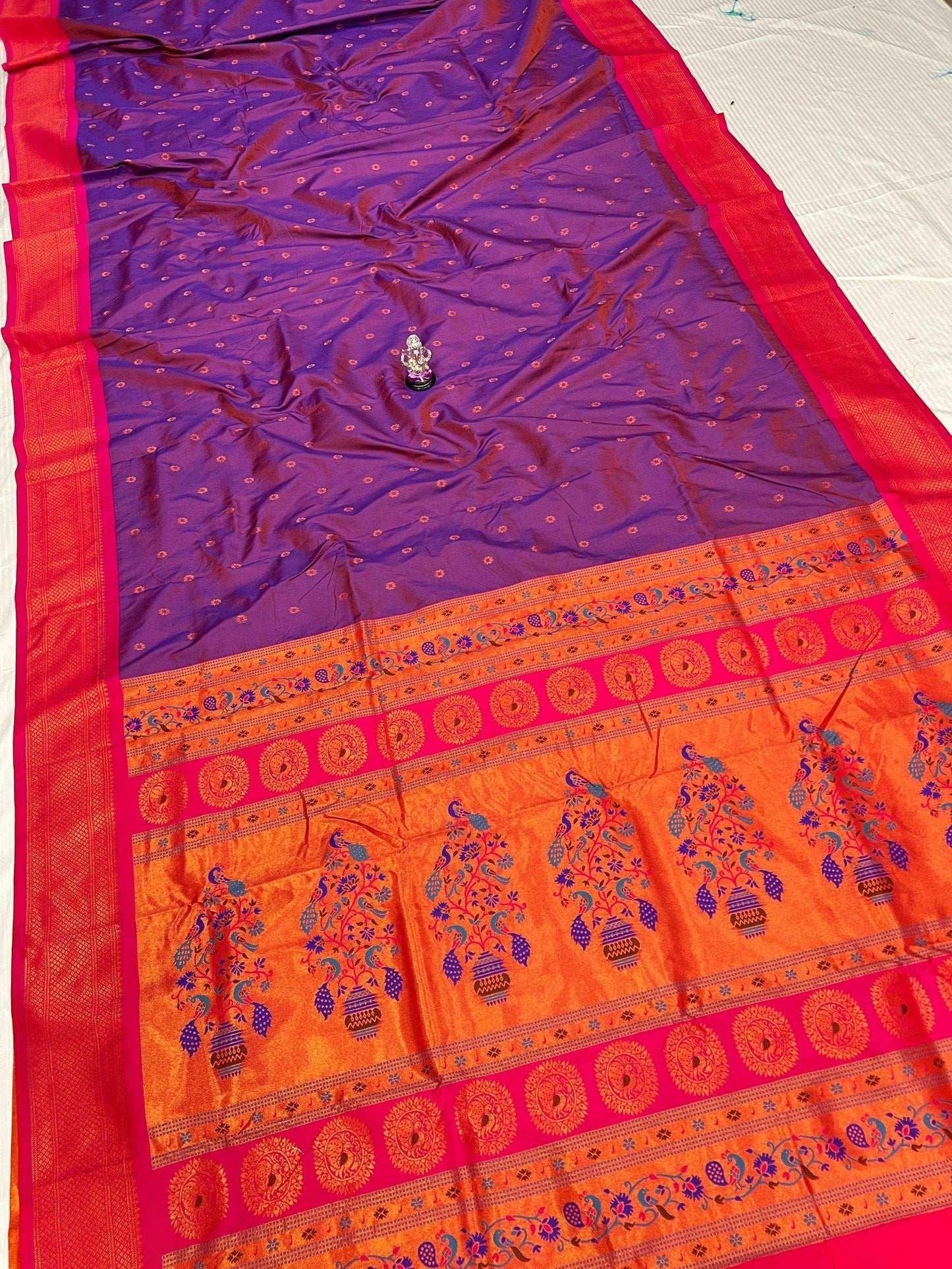 All Over Meena Butti Semi Silk Paithani Saree