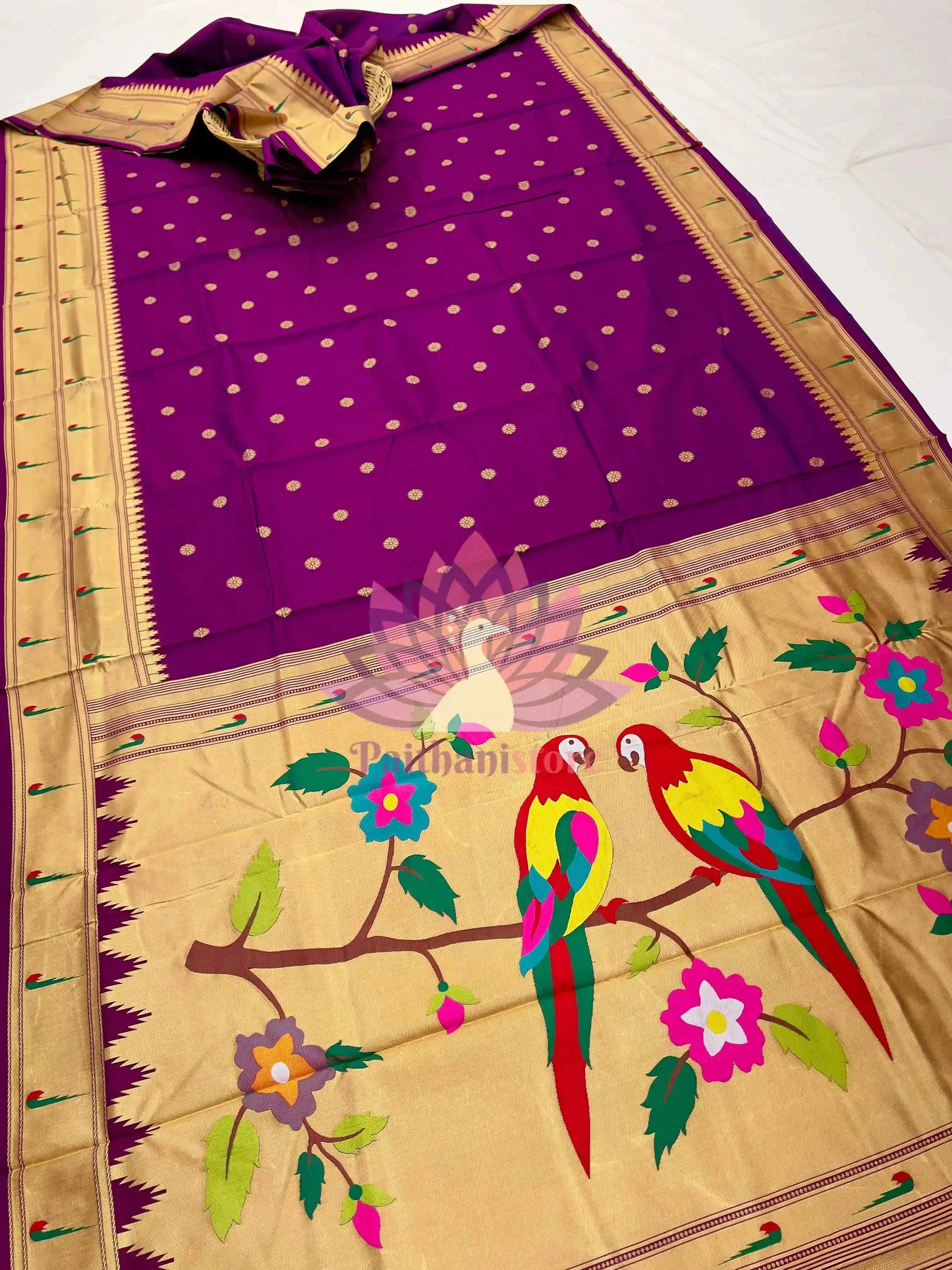Semi Silk Muniya Border Paithani Saree