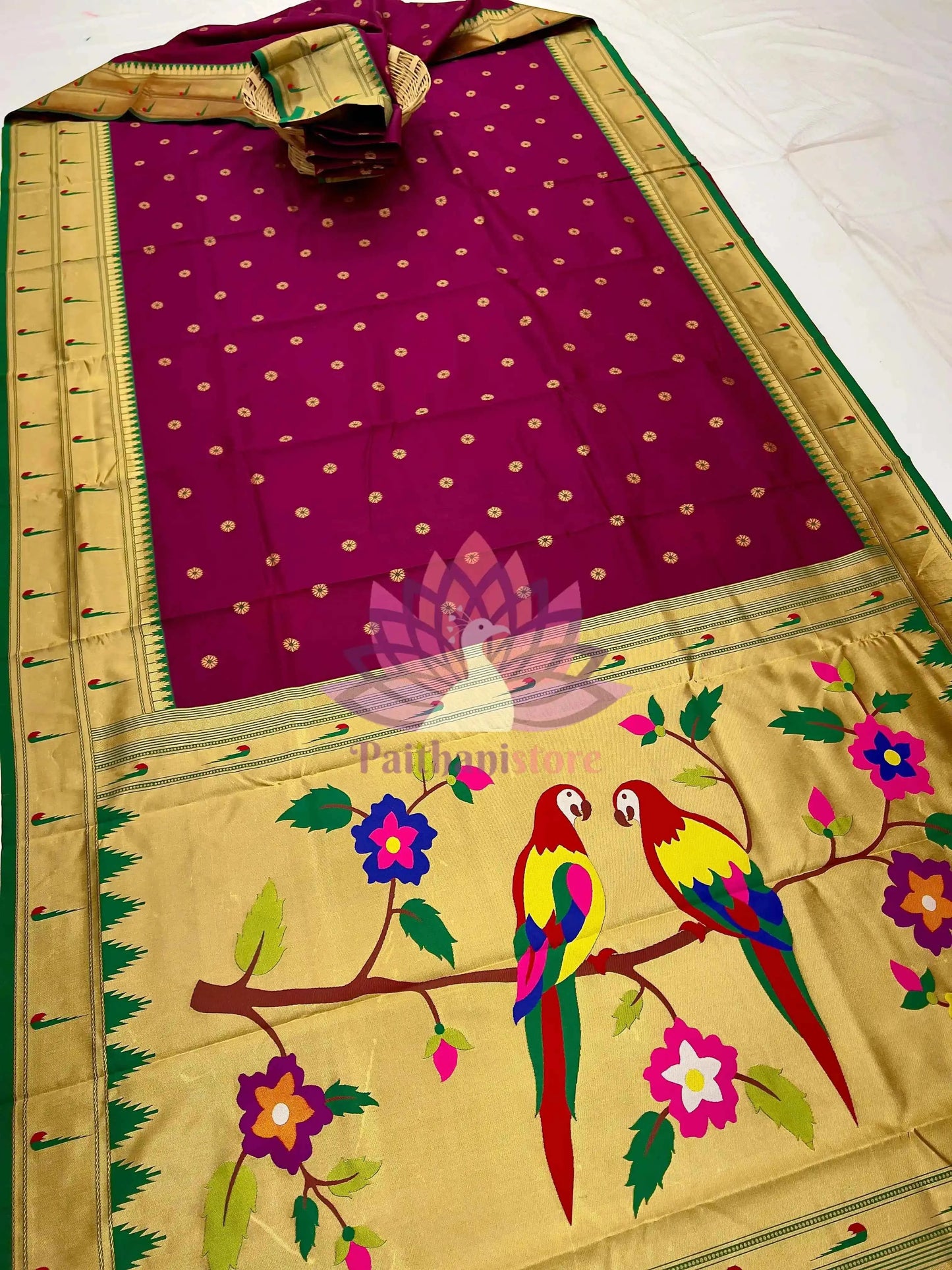 Semi Silk Muniya Border Paithani Saree