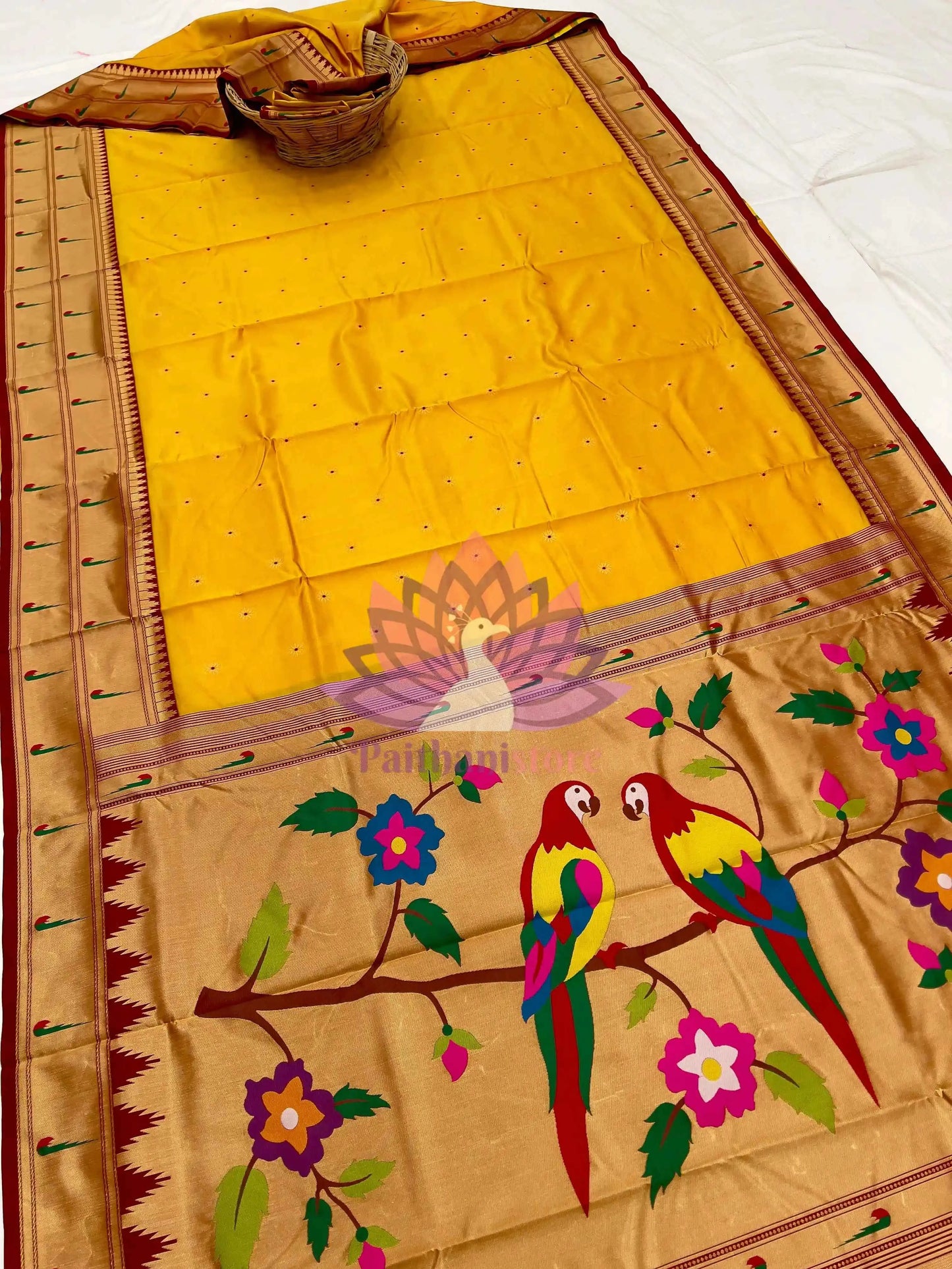 Semi Silk Muniya Border Paithani Saree