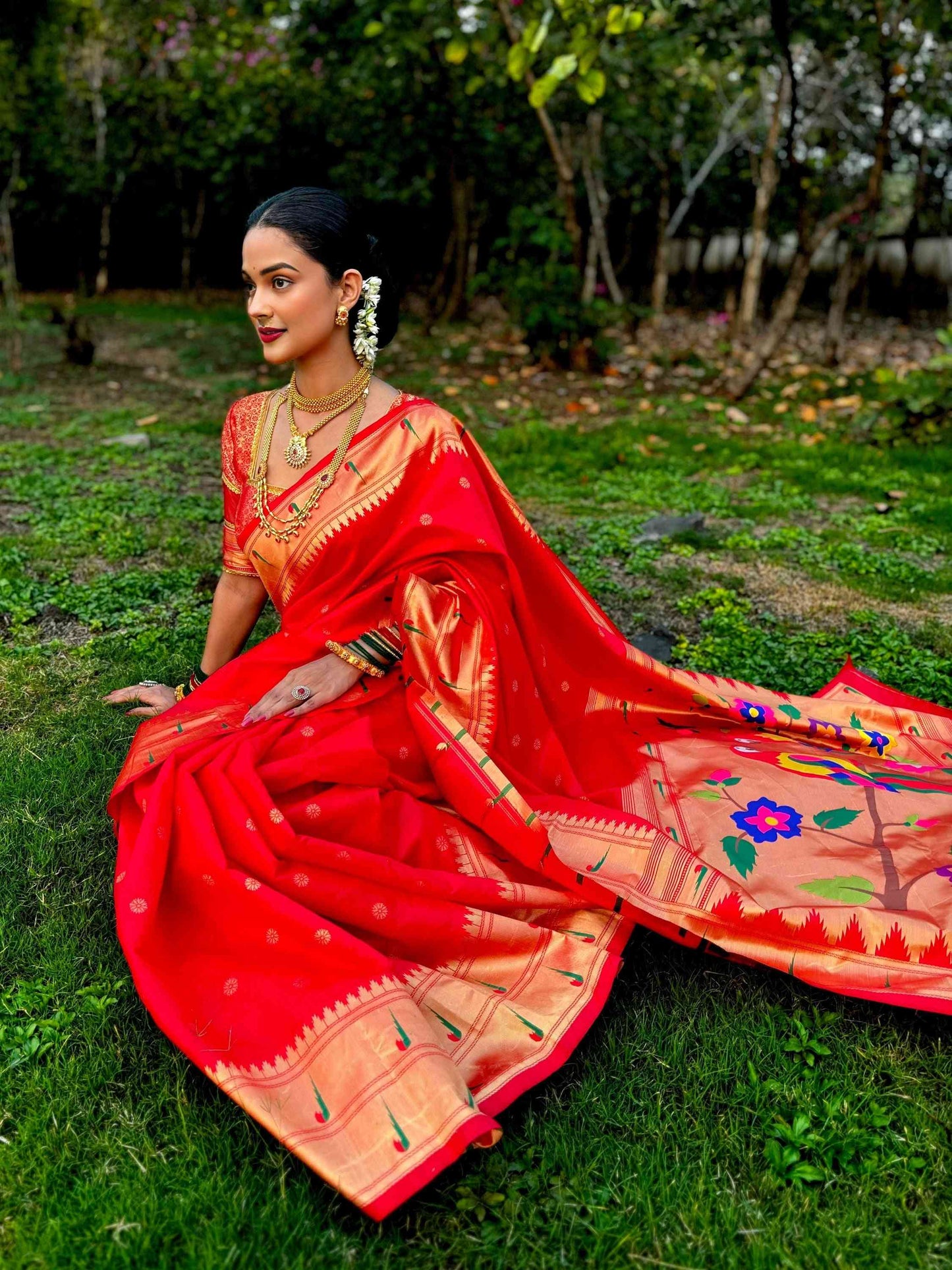 Semi Silk Muniya Border Paithani Saree - Paithanistore