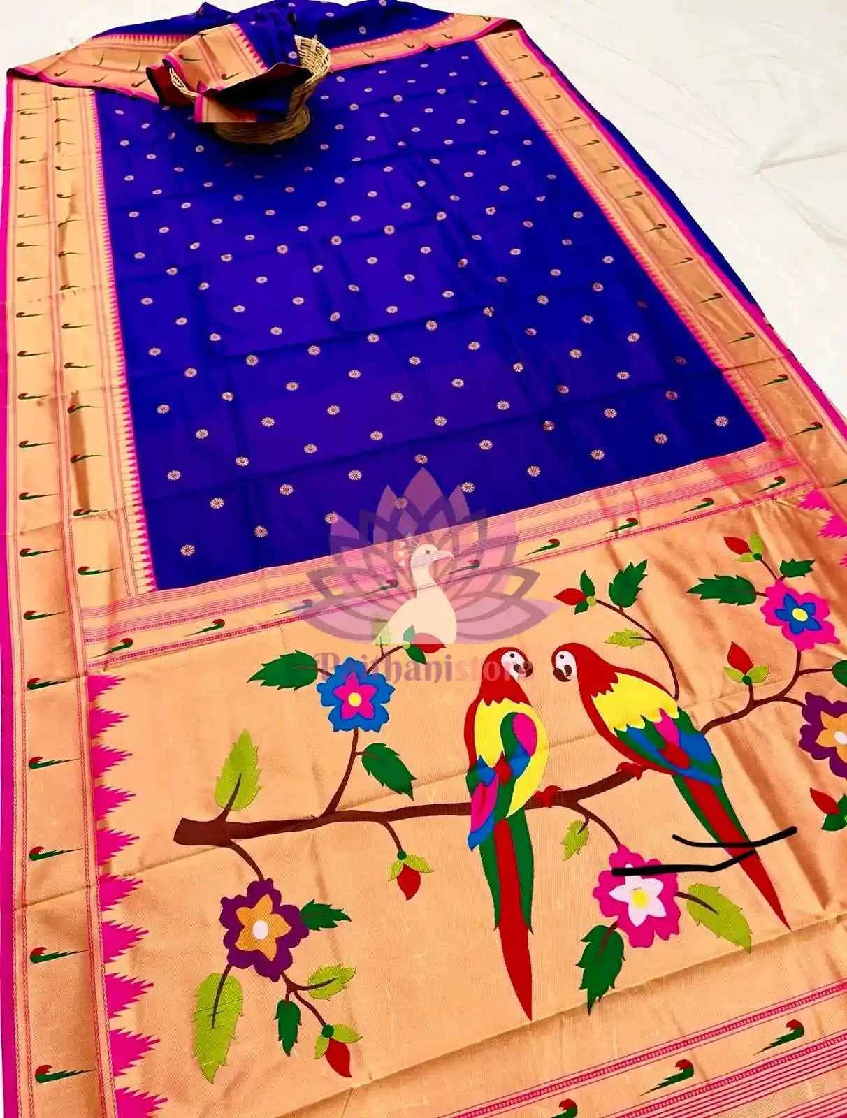 Semi Silk Muniya Border Paithani Saree