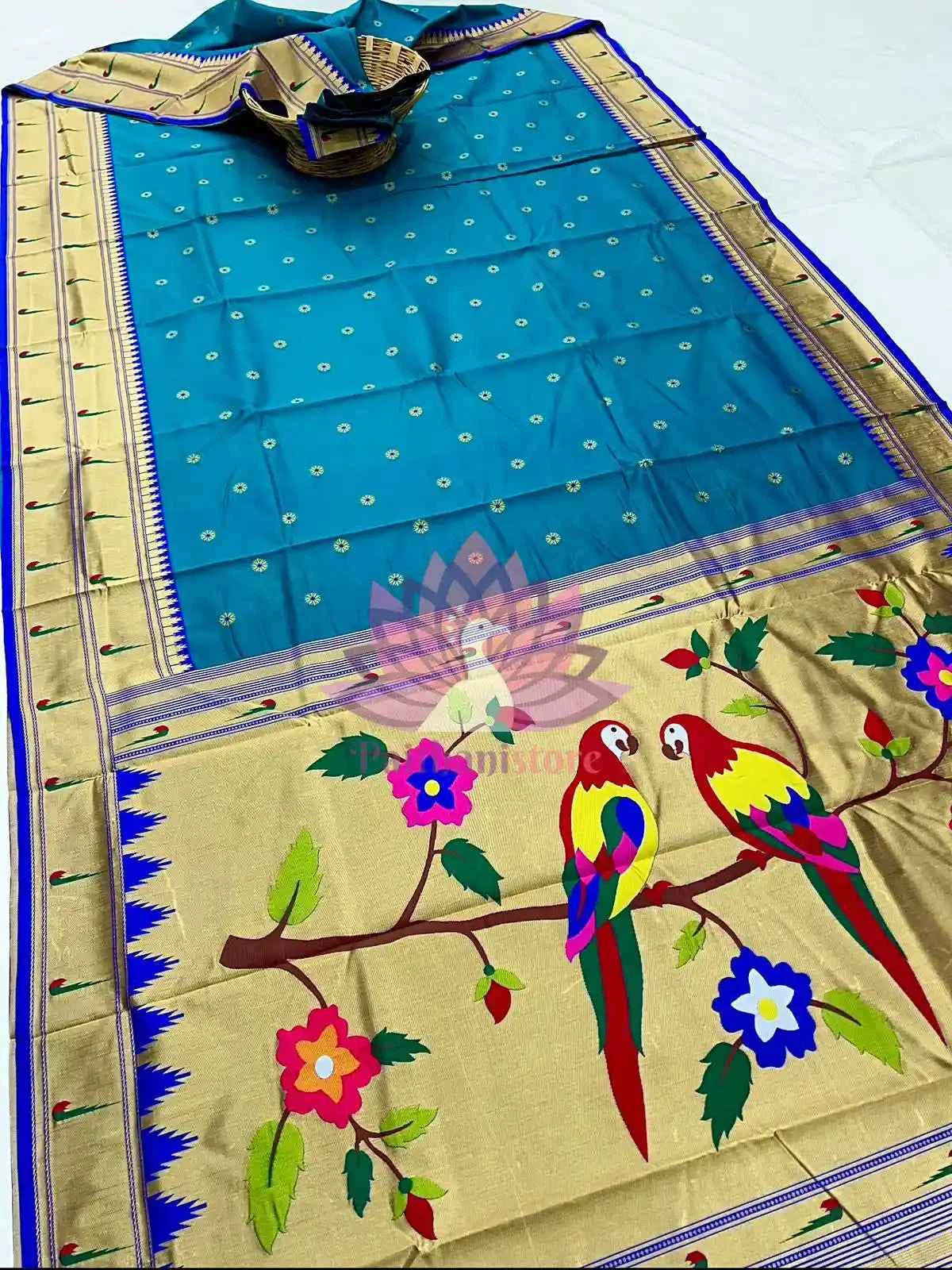Semi Silk Muniya Border Paithani Saree