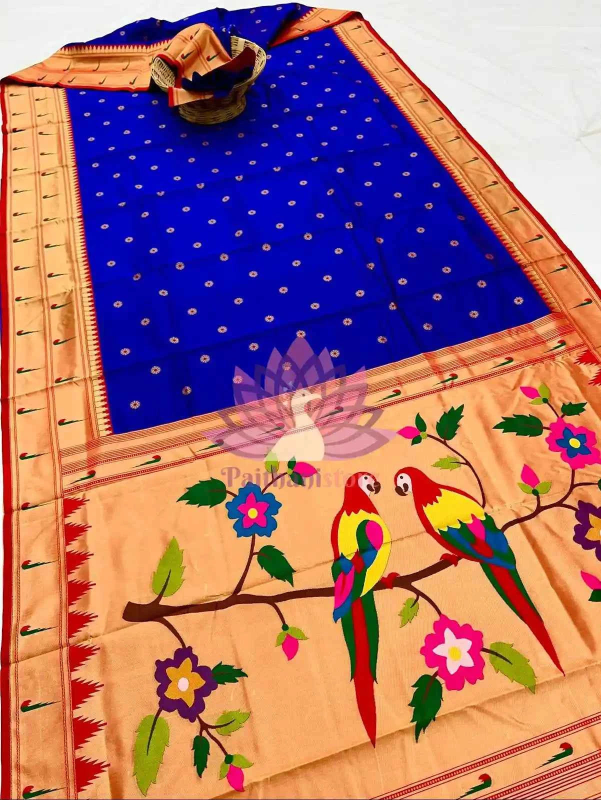 Semi Silk Muniya Border Paithani Saree