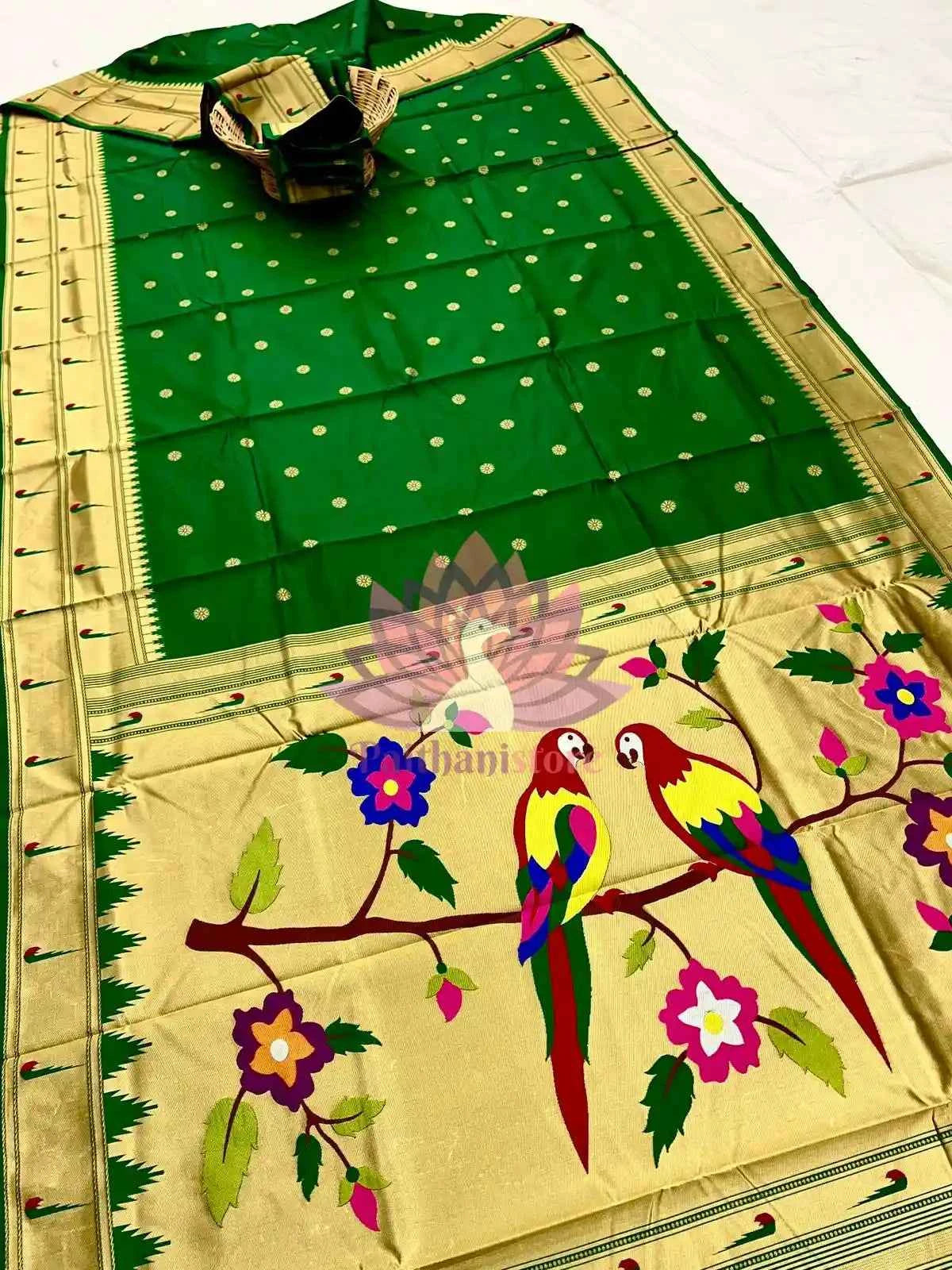 Semi Silk Muniya Border Paithani Saree