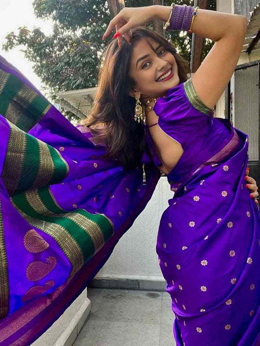 Semi-Silk Narayan Peth Paithani Saree - Paithanistore