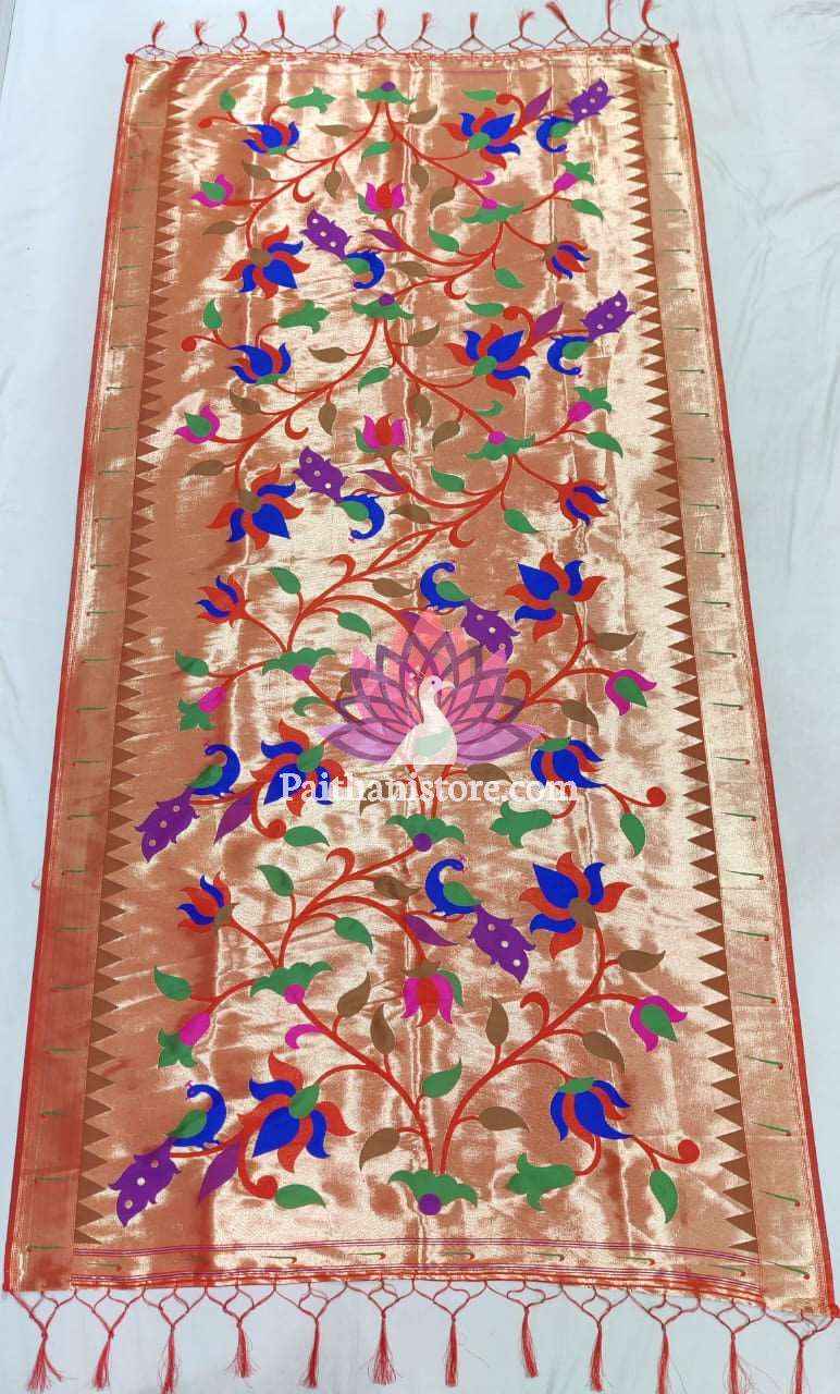 Allover Red Paithani Dupatta With Muniya Border