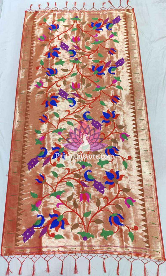 Allover Red Paithani Dupatta With Muniya Border