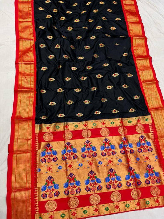 Black Saree | Pure Silk Paithani Saree