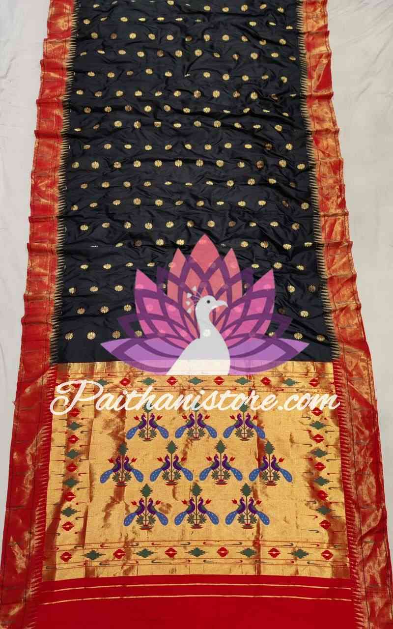 Black Single Muniya Paithani Saree - Paithanistore