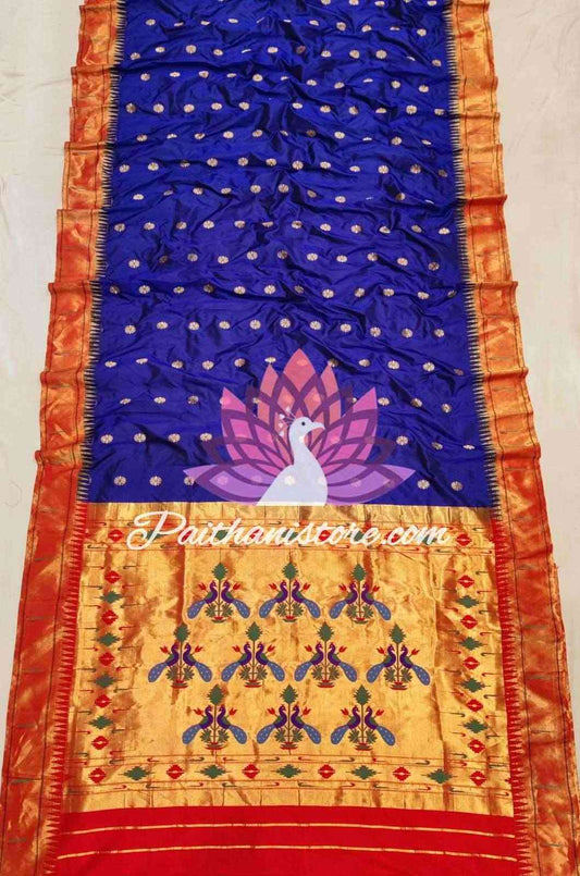 Blue Single Muniya Paithani Saree - Paithanistore