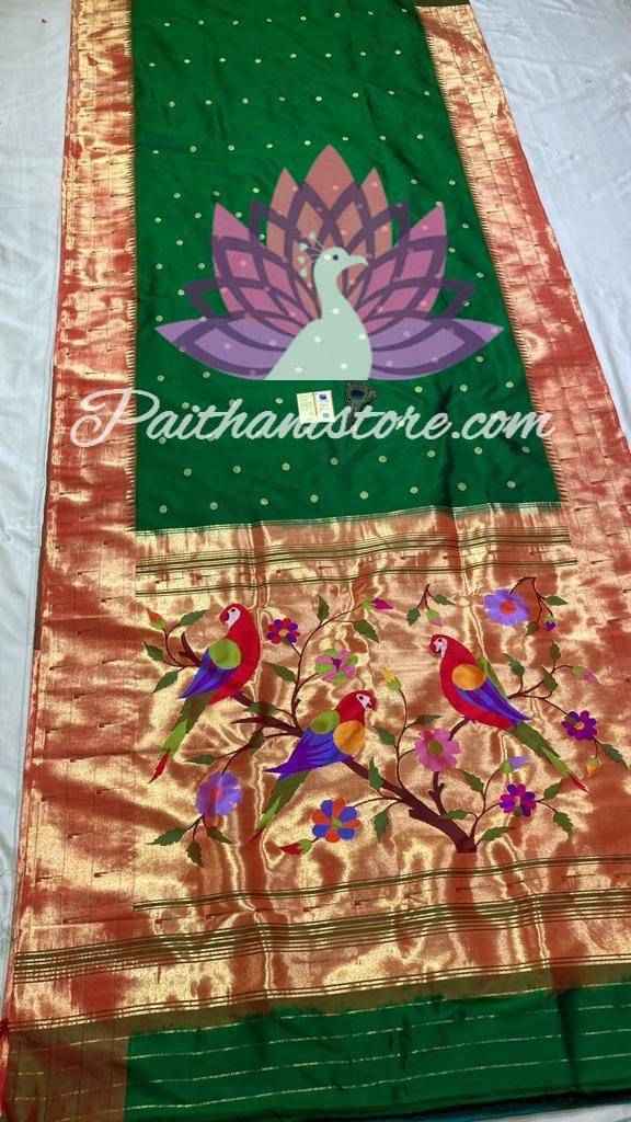 Exclusive Triple Muniya Border Handloom Pure Silk Paithani