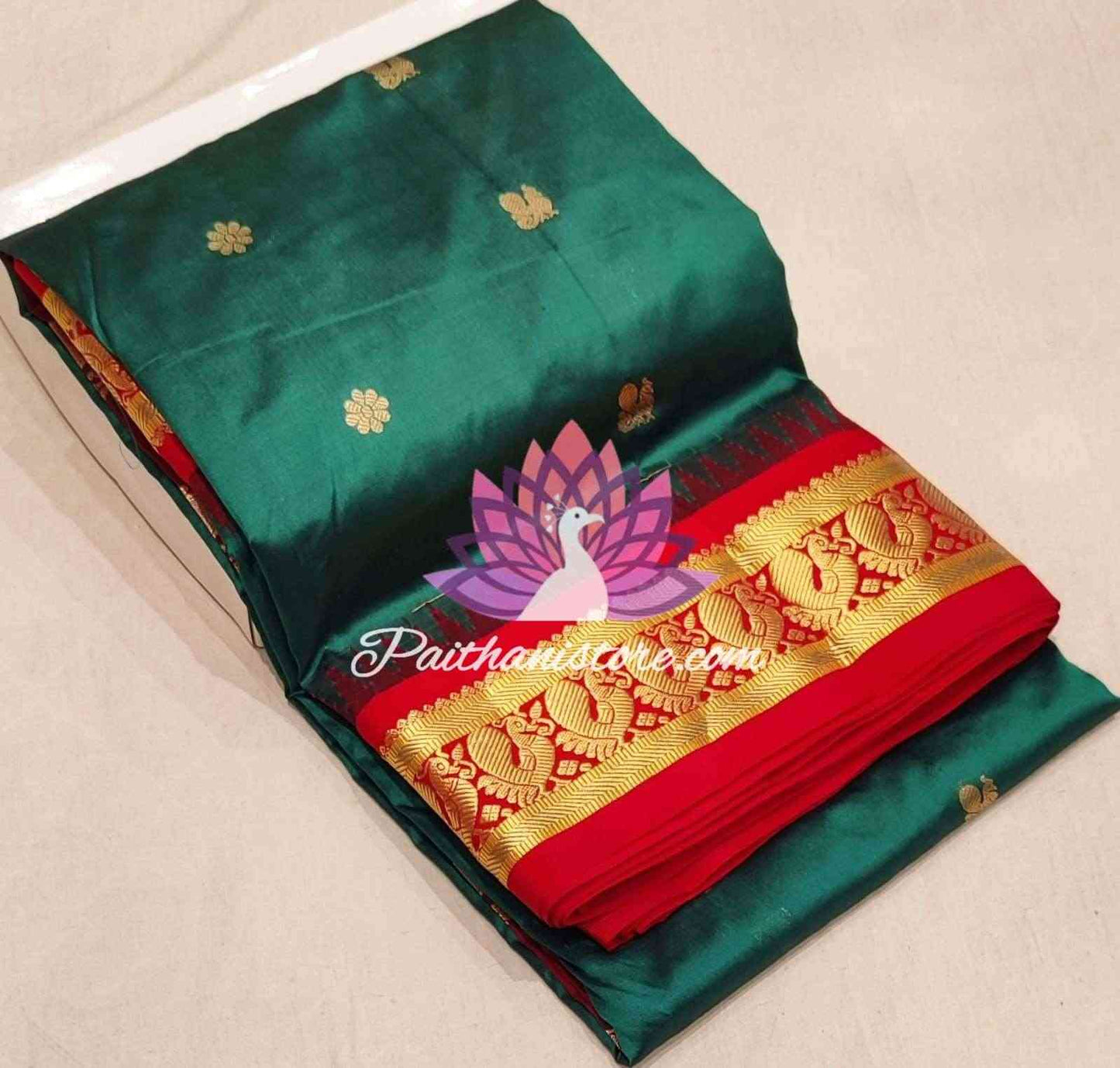Green Gadwal Paithani Saree - Paithanistore