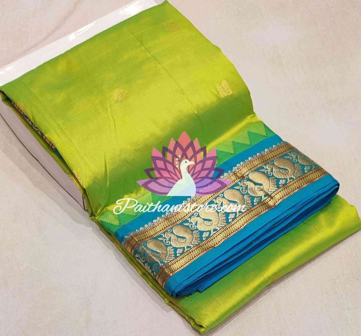 Green Pure Silk Gadwal Paithani - Paithanistore