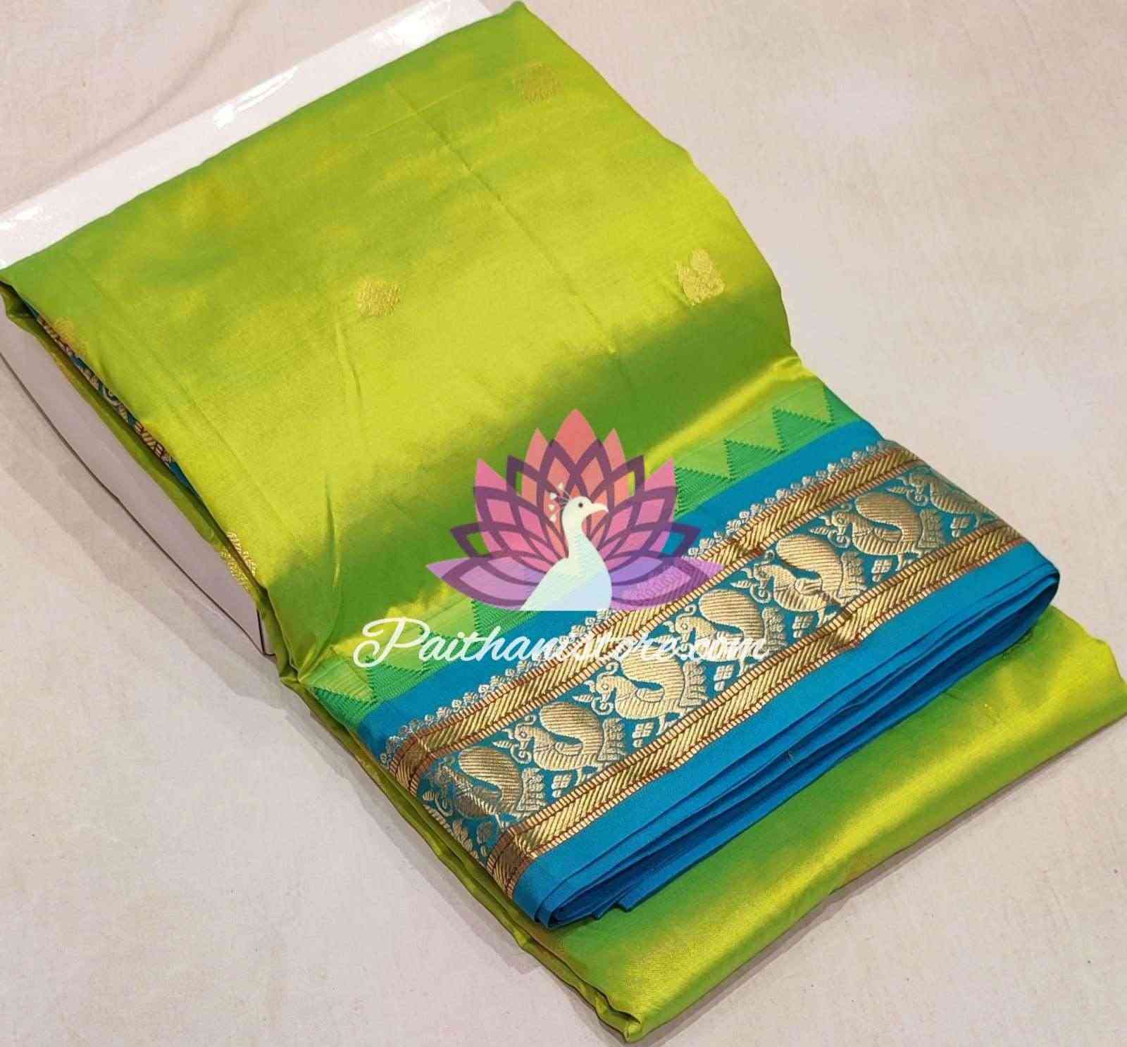 Green Pure Silk Gadwal Paithani - Paithanistore