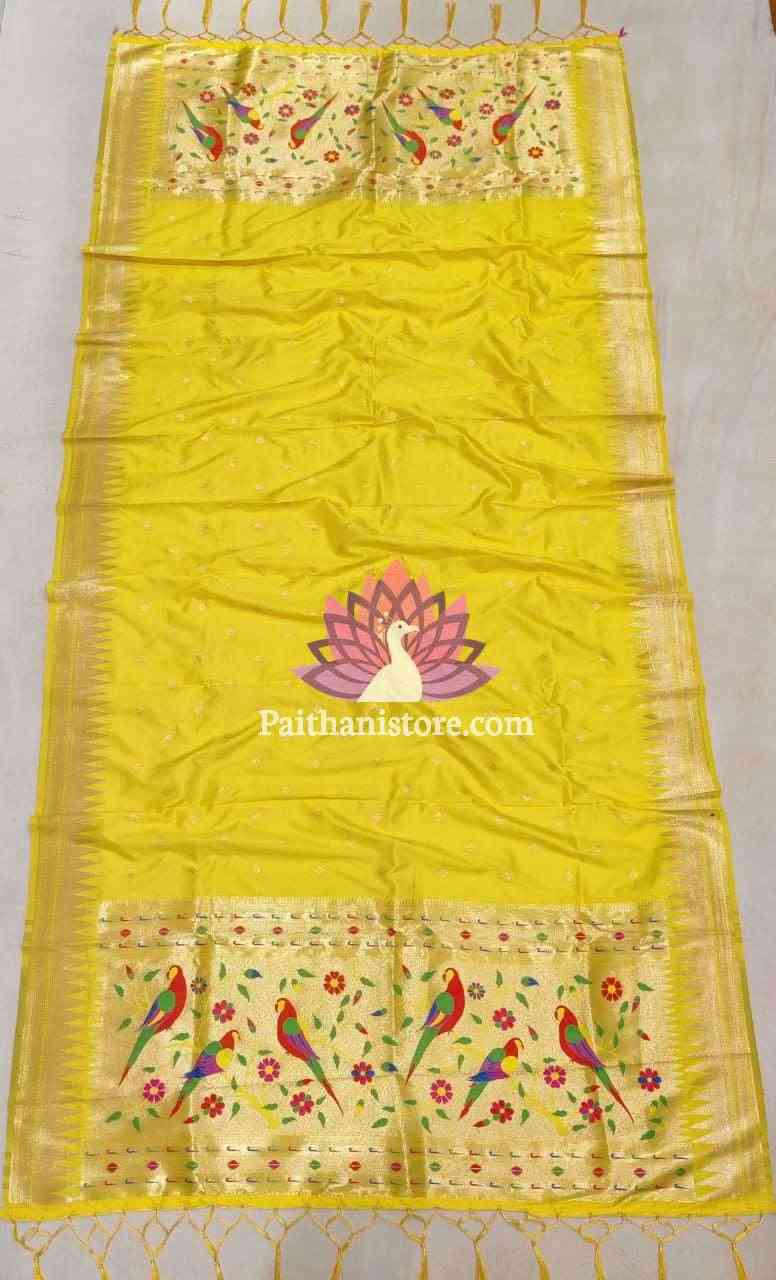 Parrot Design Paithani Dupatta - Paithanistore