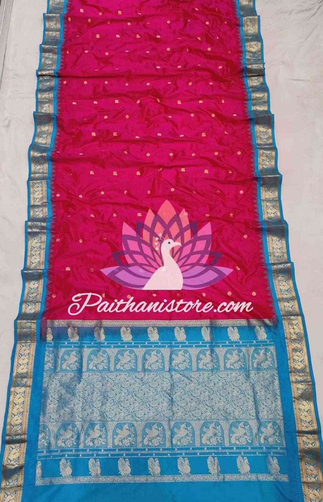 Pink Pure Silk Gadwal Paithani - Paithanistore