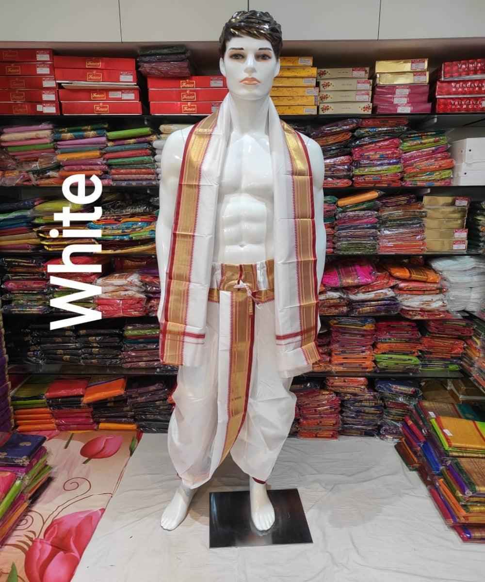 White Men Dhoti For Wedding