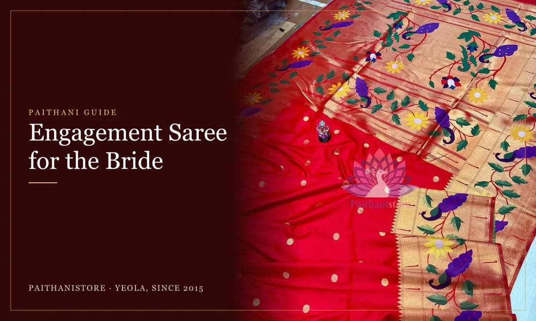 Engagement Saree for the Bride: Paithanistore guide cover with Designer Brocade All-Over Semi Silk Paithani Saree